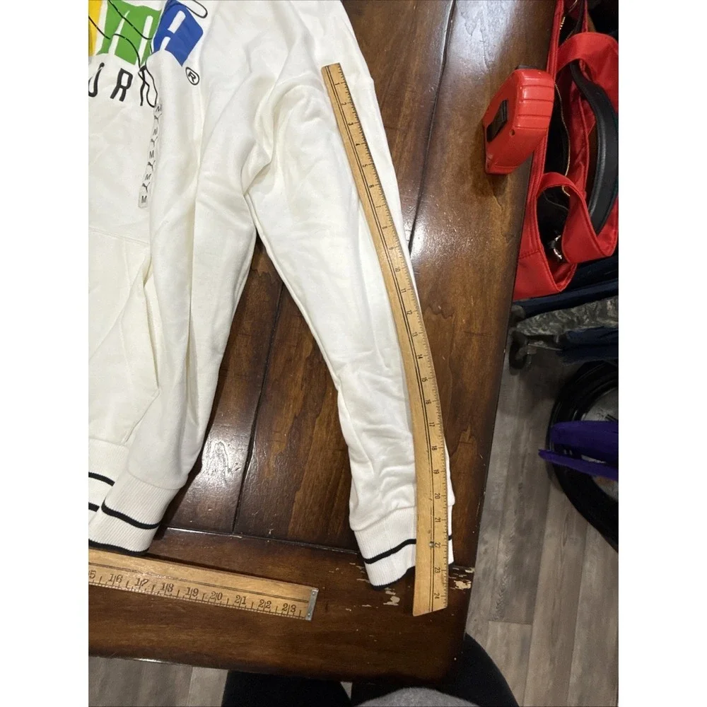 Puma Sports Spell Out Logo White Hoodie Rainbow Color Graphics Sz Medium